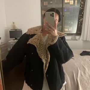 Free people faux fur lined jacket